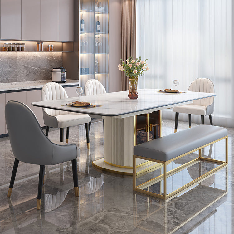 Extendable Sintered Stone Dining Table for Restaurant Luxury Storage Table with Pedestal Clearhalo ' dining_table' 'Dining Tables & Seating' 'Dining Tables' 'furn' 'furn_dining_table' 'Furniture' 'furniture_dining_table' 'Kitchen & Dining Furniture' 'kitchen&dining_furn' 'kitchen' 'kitchen_dining_table' 4247086