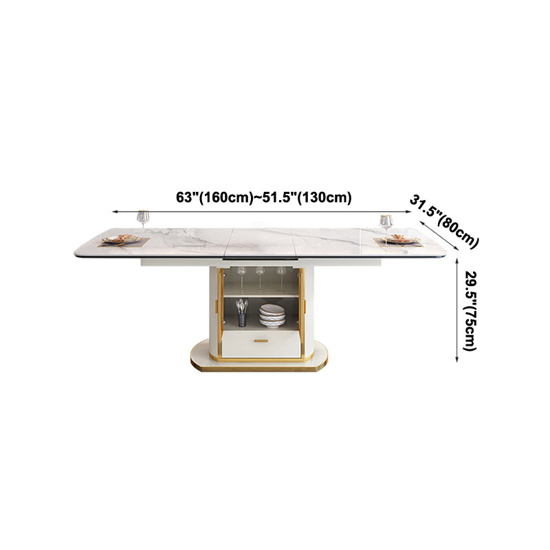 Extendable Sintered Stone Dining Table for Restaurant Luxury Storage Table with Pedestal Clearhalo ' dining_table' 'Dining Tables & Seating' 'Dining Tables' 'furn' 'furn_dining_table' 'Furniture' 'furniture_dining_table' 'Kitchen & Dining Furniture' 'kitchen&dining_furn' 'kitchen' 'kitchen_dining_table' 4247088