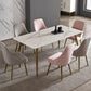 Traditional Luxury Rectangle Dining Table White Sintered Stone Table with 4 Gold Legs Clearhalo ' dining_table' 'Dining Tables & Seating' 'Dining Tables' 'furn' 'furn_dining_table' 'Furniture' 'furniture_dining_table' 'Kitchen & Dining Furniture' 'kitchen&dining_furn' 'kitchen' 'kitchen_dining_table' 4247115