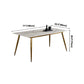Traditional Luxury Rectangle Dining Table White Sintered Stone Table with 4 Gold Legs Clearhalo ' dining_table' 'Dining Tables & Seating' 'Dining Tables' 'furn' 'furn_dining_table' 'Furniture' 'furniture_dining_table' 'Kitchen & Dining Furniture' 'kitchen&dining_furn' 'kitchen' 'kitchen_dining_table' 4247119