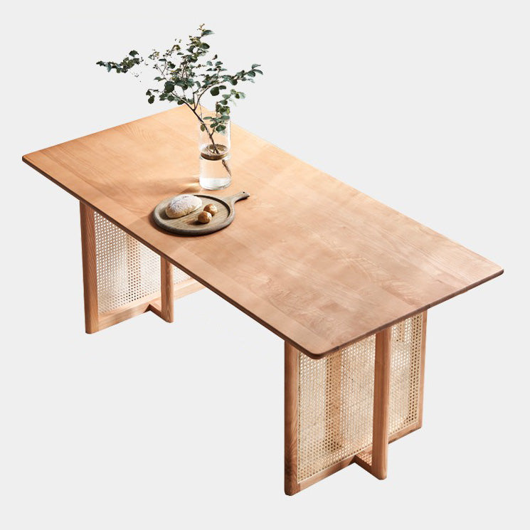 Rectangle Ash Wood Table for Restaurant Modern Dining Table with Double Pedestal Clearhalo ' dining_table' 'Dining Tables & Seating' 'Dining Tables' 'furn' 'furn_dining_table' 'Furniture' 'furniture_dining_table' 'Kitchen & Dining Furniture' 'kitchen&dining_furn' 'kitchen' 'kitchen_dining_table' 4247141