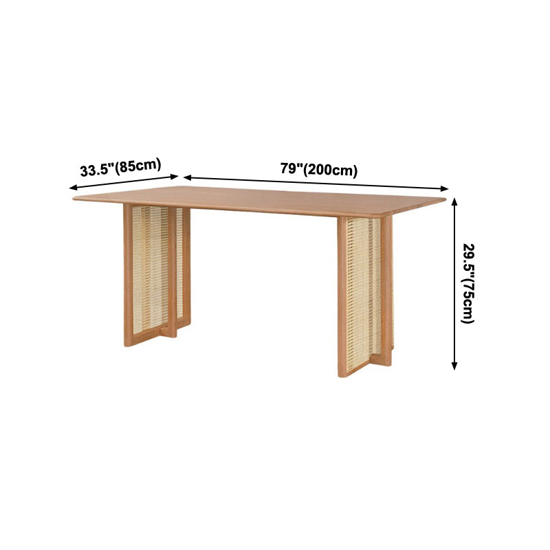 Rectangle Ash Wood Table for Restaurant Modern Dining Table with Double Pedestal Clearhalo ' dining_table' 'Dining Tables & Seating' 'Dining Tables' 'furn' 'furn_dining_table' 'Furniture' 'furniture_dining_table' 'Kitchen & Dining Furniture' 'kitchen&dining_furn' 'kitchen' 'kitchen_dining_table' 4247147