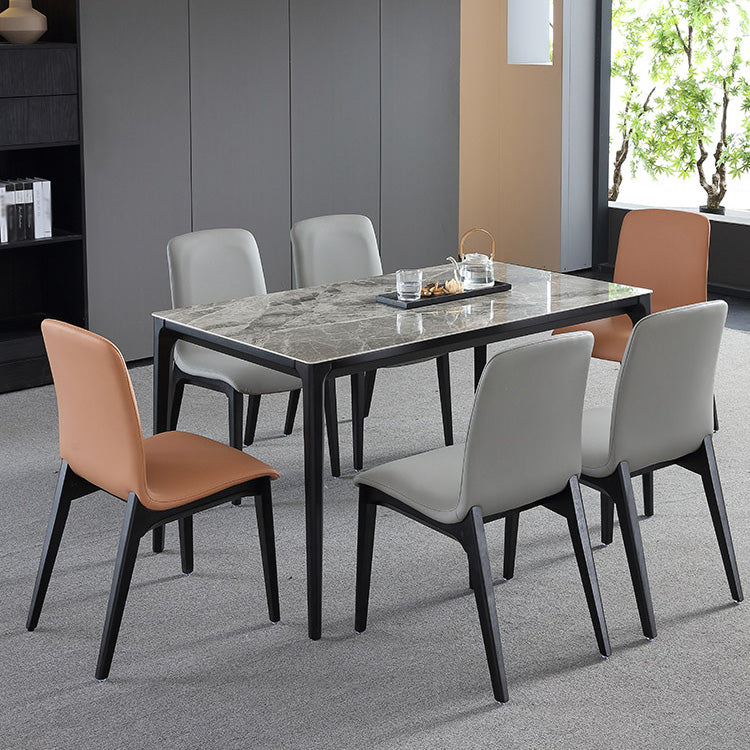 Rectangle 4 Legs Industrial Table Grey Tone Fixed Table of Sintered Stone Clearhalo ' dining_table' 'Dining Tables & Seating' 'Dining Tables' 'furn' 'furn_dining_table' 'Furniture' 'furniture_dining_table' 'Kitchen & Dining Furniture' 'kitchen&dining_furn' 'kitchen' 'kitchen_dining_table' 4247149