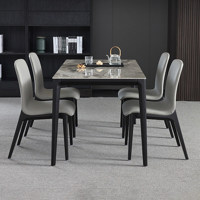 Rectangle 4 Legs Industrial Table Grey Tone Fixed Table of Sintered Stone Clearhalo ' dining_table' 'Dining Tables & Seating' 'Dining Tables' 'furn' 'furn_dining_table' 'Furniture' 'furniture_dining_table' 'Kitchen & Dining Furniture' 'kitchen&dining_furn' 'kitchen' 'kitchen_dining_table' 4247150