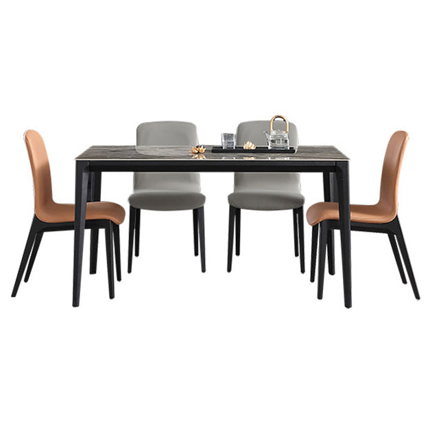 Rectangle 4 Legs Industrial Table Grey Tone Fixed Table of Sintered Stone Clearhalo ' dining_table' 'Dining Tables & Seating' 'Dining Tables' 'furn' 'furn_dining_table' 'Furniture' 'furniture_dining_table' 'Kitchen & Dining Furniture' 'kitchen&dining_furn' 'kitchen' 'kitchen_dining_table' 4247151