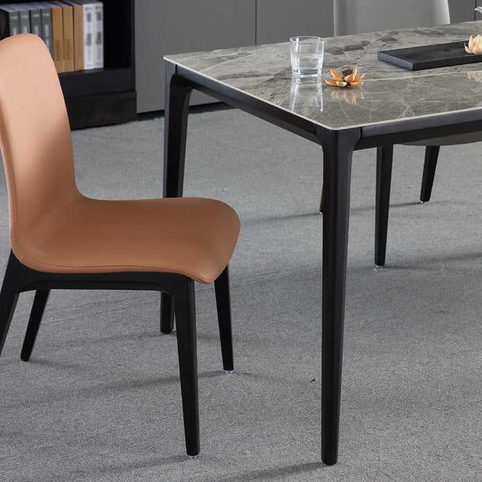 Rectangle 4 Legs Industrial Table Grey Tone Fixed Table of Sintered Stone Clearhalo ' dining_table' 'Dining Tables & Seating' 'Dining Tables' 'furn' 'furn_dining_table' 'Furniture' 'furniture_dining_table' 'Kitchen & Dining Furniture' 'kitchen&dining_furn' 'kitchen' 'kitchen_dining_table' 4247153