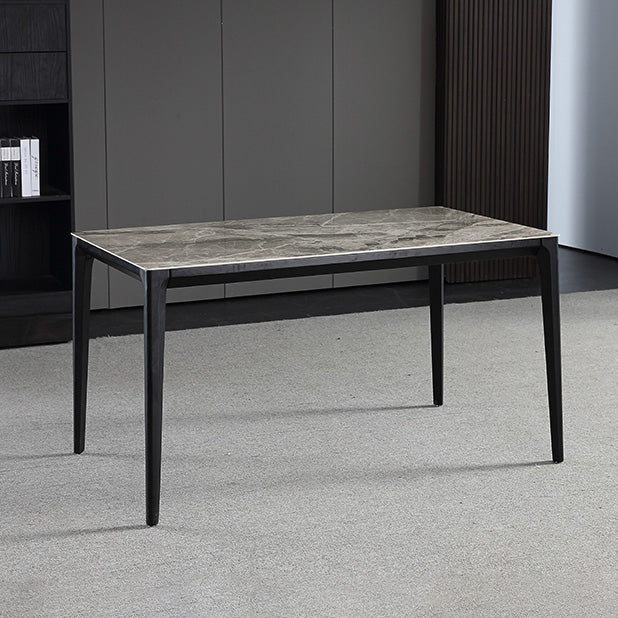 Rectangle 4 Legs Industrial Table Grey Tone Fixed Table of Sintered Stone Clearhalo ' dining_table' 'Dining Tables & Seating' 'Dining Tables' 'furn' 'furn_dining_table' 'Furniture' 'furniture_dining_table' 'Kitchen & Dining Furniture' 'kitchen&dining_furn' 'kitchen' 'kitchen_dining_table' 4247155