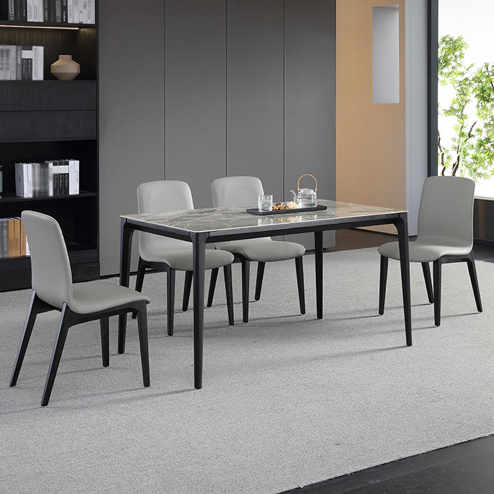 Rectangle 4 Legs Industrial Table Grey Tone Fixed Table of Sintered Stone Clearhalo ' dining_table' 'Dining Tables & Seating' 'Dining Tables' 'furn' 'furn_dining_table' 'Furniture' 'furniture_dining_table' 'Kitchen & Dining Furniture' 'kitchen&dining_furn' 'kitchen' 'kitchen_dining_table' 4247156