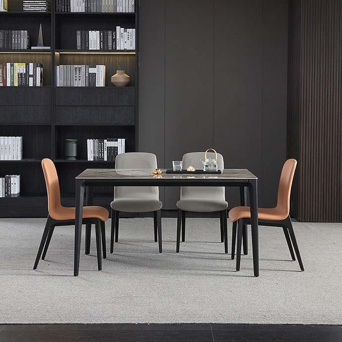 Rectangle 4 Legs Industrial Table Grey Tone Fixed Table of Sintered Stone Clearhalo ' dining_table' 'Dining Tables & Seating' 'Dining Tables' 'furn' 'furn_dining_table' 'Furniture' 'furniture_dining_table' 'Kitchen & Dining Furniture' 'kitchen&dining_furn' 'kitchen' 'kitchen_dining_table' 4247157
