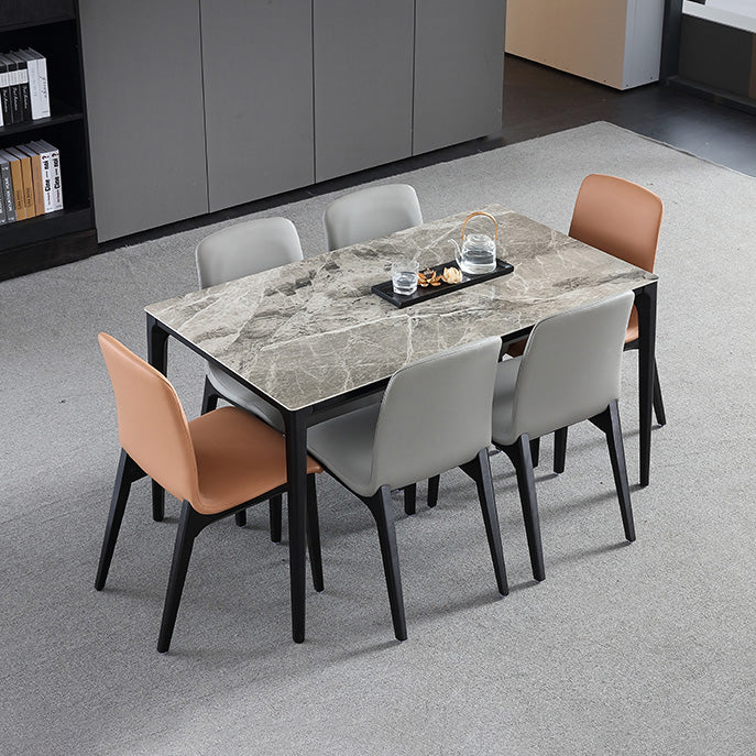 Rectangle 4 Legs Industrial Table Grey Tone Fixed Table of Sintered Stone Clearhalo ' dining_table' 'Dining Tables & Seating' 'Dining Tables' 'furn' 'furn_dining_table' 'Furniture' 'furniture_dining_table' 'Kitchen & Dining Furniture' 'kitchen&dining_furn' 'kitchen' 'kitchen_dining_table' 4247158