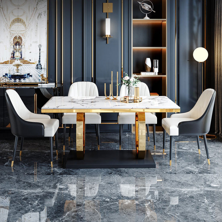 Trestle Base Dining Table Traditional Luxury Marble Dinner Table for Home Clearhalo ' dining_table' 'Dining Tables & Seating' 'Dining Tables' 'furn' 'furn_dining_table' 'Furniture' 'furniture_dining_table' 'Kitchen & Dining Furniture' 'kitchen&dining_furn' 'kitchen' 'kitchen_dining_table' 4247165