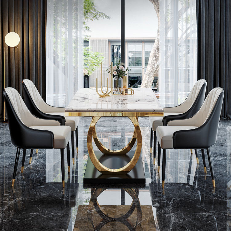 Trestle Base Dining Table Traditional Luxury Marble Dinner Table for Home Clearhalo ' dining_table' 'Dining Tables & Seating' 'Dining Tables' 'furn' 'furn_dining_table' 'Furniture' 'furniture_dining_table' 'Kitchen & Dining Furniture' 'kitchen&dining_furn' 'kitchen' 'kitchen_dining_table' 4247167