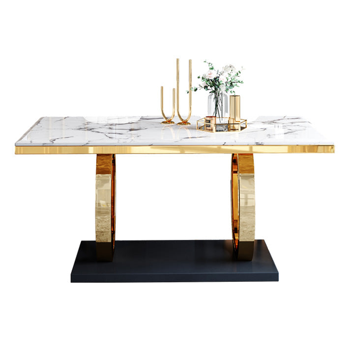 Trestle Base Dining Table Traditional Luxury Marble Dinner Table for Home Without Chairs Clearhalo ' dining_table' 'Dining Tables & Seating' 'Dining Tables' 'furn' 'furn_dining_table' 'Furniture' 'furniture_dining_table' 'Kitchen & Dining Furniture' 'kitchen&dining_furn' 'kitchen' 'kitchen_dining_table' 4247168