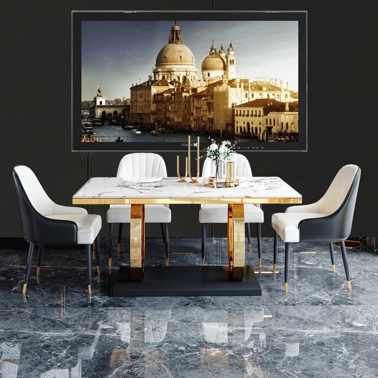 Trestle Base Dining Table Traditional Luxury Marble Dinner Table for Home Clearhalo ' dining_table' 'Dining Tables & Seating' 'Dining Tables' 'furn' 'furn_dining_table' 'Furniture' 'furniture_dining_table' 'Kitchen & Dining Furniture' 'kitchen&dining_furn' 'kitchen' 'kitchen_dining_table' 4247171