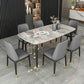 Rectangle Luxury Dining Table Grey Tone Fixed Table of Sintered Stone Clearhalo ' dining_table' 'Dining Tables & Seating' 'Dining Tables' 'furn' 'furn_dining_table' 'Furniture' 'furniture_dining_table' 'Kitchen & Dining Furniture' 'kitchen&dining_furn' 'kitchen' 'kitchen_dining_table' 4247176