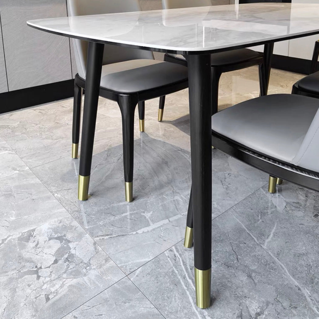 Rectangle Luxury Dining Table Grey Tone Fixed Table of Sintered Stone Clearhalo ' dining_table' 'Dining Tables & Seating' 'Dining Tables' 'furn' 'furn_dining_table' 'Furniture' 'furniture_dining_table' 'Kitchen & Dining Furniture' 'kitchen&dining_furn' 'kitchen' 'kitchen_dining_table' 4247184