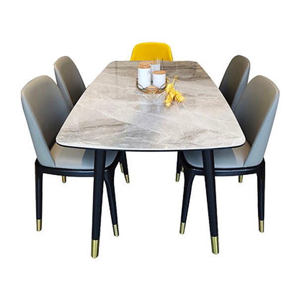 Rectangle Luxury Dining Table Grey Tone Fixed Table of Sintered Stone Clearhalo ' dining_table' 'Dining Tables & Seating' 'Dining Tables' 'furn' 'furn_dining_table' 'Furniture' 'furniture_dining_table' 'Kitchen & Dining Furniture' 'kitchen&dining_furn' 'kitchen' 'kitchen_dining_table' 4247185