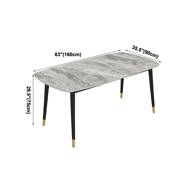 Rectangle Luxury Dining Table Grey Tone Fixed Table of Sintered Stone Clearhalo ' dining_table' 'Dining Tables & Seating' 'Dining Tables' 'furn' 'furn_dining_table' 'Furniture' 'furniture_dining_table' 'Kitchen & Dining Furniture' 'kitchen&dining_furn' 'kitchen' 'kitchen_dining_table' 4247189
