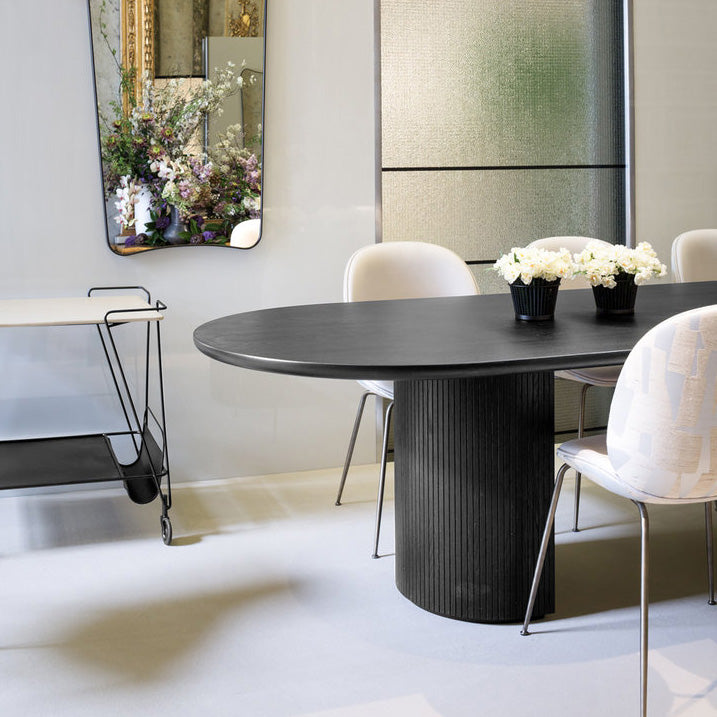 Oval Double Pedestal Dining Table Contemporary Style Solid Wood Furniture Clearhalo ' dining_table' 'Dining Tables & Seating' 'Dining Tables' 'furn' 'furn_dining_table' 'Furniture' 'furniture_dining_table' 'Kitchen & Dining Furniture' 'kitchen&dining_furn' 'kitchen' 'kitchen_dining_table' 4247193