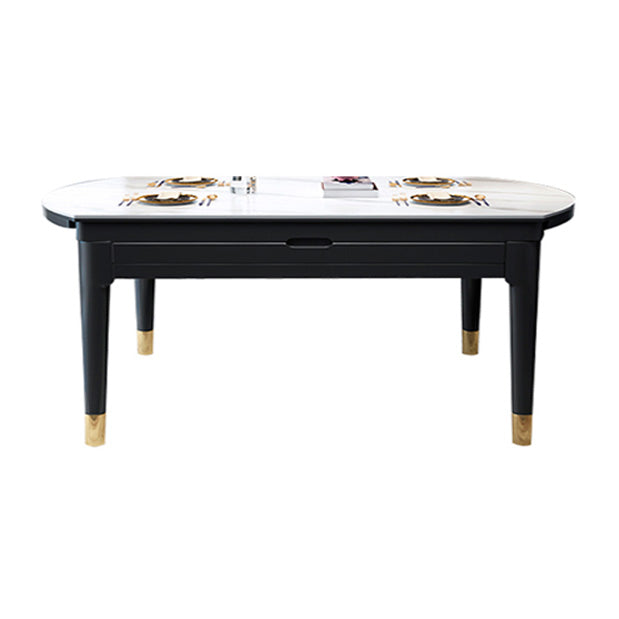 Glam Round Shape Kitchen Table Extendable Sintered Stone Dining Table with 4 Legs Base White Without Chairs Clearhalo ' dining_table' 'Dining Tables & Seating' 'Dining Tables' 'furn' 'furn_dining_table' 'Furniture' 'furniture_dining_table' 'Kitchen & Dining Furniture' 'kitchen&dining_furn' 'kitchen' 'kitchen_dining_table' 4247207