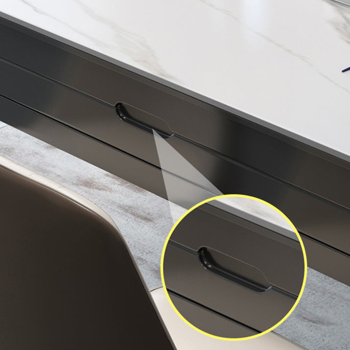 Glam Round Shape Kitchen Table Extendable Sintered Stone Dining Table with 4 Legs Base Clearhalo ' dining_table' 'Dining Tables & Seating' 'Dining Tables' 'furn' 'furn_dining_table' 'Furniture' 'furniture_dining_table' 'Kitchen & Dining Furniture' 'kitchen&dining_furn' 'kitchen' 'kitchen_dining_table' 4247208