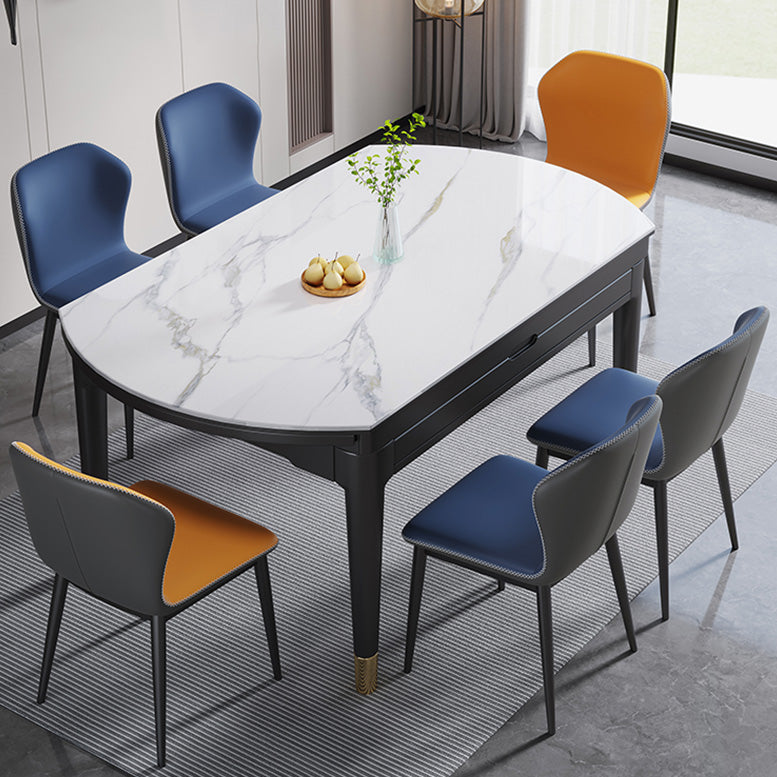 Glam Round Shape Kitchen Table Extendable Sintered Stone Dining Table with 4 Legs Base Beige Without Chairs Clearhalo ' dining_table' 'Dining Tables & Seating' 'Dining Tables' 'furn' 'furn_dining_table' 'Furniture' 'furniture_dining_table' 'Kitchen & Dining Furniture' 'kitchen&dining_furn' 'kitchen' 'kitchen_dining_table' 4247212