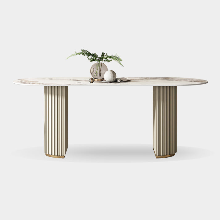 Oval Double Pedestal Dining Table Traditional Luxury Stone Furniture Clearhalo ' dining_table' 'Dining Tables & Seating' 'Dining Tables' 'furn' 'furn_dining_table' 'Furniture' 'furniture_dining_table' 'Kitchen & Dining Furniture' 'kitchen&dining_furn' 'kitchen' 'kitchen_dining_table' 4247226