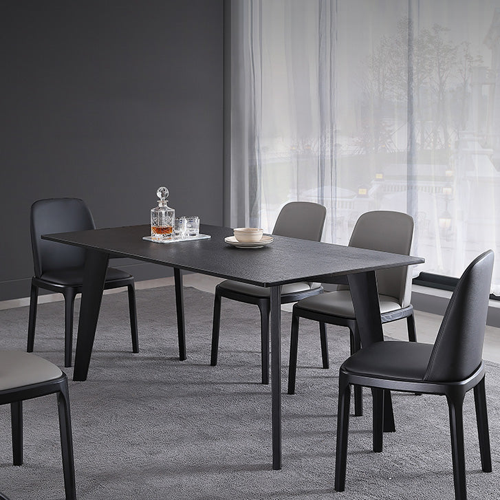 Rectangle 4 Legs Industrial Table Black Fixed Table of Sintered Stone Clearhalo ' dining_table' 'Dining Tables & Seating' 'Dining Tables' 'furn' 'furn_dining_table' 'Furniture' 'furniture_dining_table' 'Kitchen & Dining Furniture' 'kitchen&dining_furn' 'kitchen' 'kitchen_dining_table' 4247263