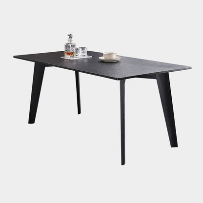 Rectangle 4 Legs Industrial Table Black Fixed Table of Sintered Stone Without Chairs Clearhalo ' dining_table' 'Dining Tables & Seating' 'Dining Tables' 'furn' 'furn_dining_table' 'Furniture' 'furniture_dining_table' 'Kitchen & Dining Furniture' 'kitchen&dining_furn' 'kitchen' 'kitchen_dining_table' 4247265