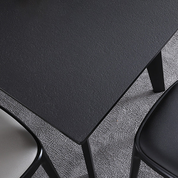 Rectangle 4 Legs Industrial Table Black Fixed Table of Sintered Stone Clearhalo ' dining_table' 'Dining Tables & Seating' 'Dining Tables' 'furn' 'furn_dining_table' 'Furniture' 'furniture_dining_table' 'Kitchen & Dining Furniture' 'kitchen&dining_furn' 'kitchen' 'kitchen_dining_table' 4247268