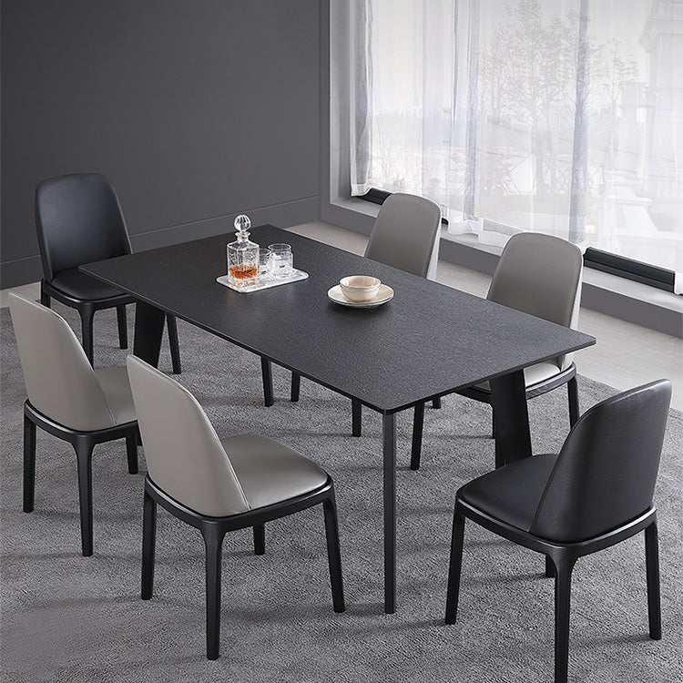 Rectangle 4 Legs Industrial Table Black Fixed Table of Sintered Stone Clearhalo ' dining_table' 'Dining Tables & Seating' 'Dining Tables' 'furn' 'furn_dining_table' 'Furniture' 'furniture_dining_table' 'Kitchen & Dining Furniture' 'kitchen&dining_furn' 'kitchen' 'kitchen_dining_table' 4247272