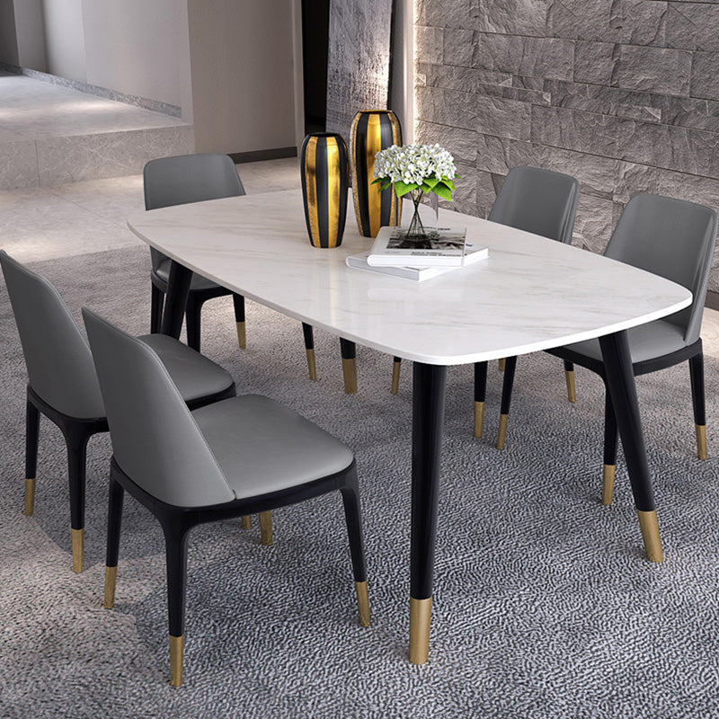 Rectangle Luxury Style Dining Table White Fixed Table with Sintered Stone Clearhalo ' dining_table' 'Dining Tables & Seating' 'Dining Tables' 'furn' 'furn_dining_table' 'Furniture' 'furniture_dining_table' 'Kitchen & Dining Furniture' 'kitchen&dining_furn' 'kitchen' 'kitchen_dining_table' 4247276