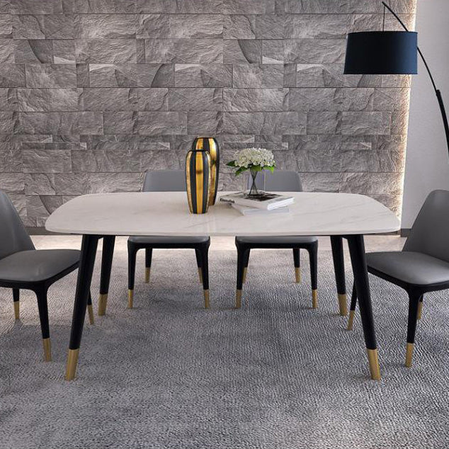Rectangle Luxury Style Dining Table White Fixed Table with Sintered Stone Clearhalo ' dining_table' 'Dining Tables & Seating' 'Dining Tables' 'furn' 'furn_dining_table' 'Furniture' 'furniture_dining_table' 'Kitchen & Dining Furniture' 'kitchen&dining_furn' 'kitchen' 'kitchen_dining_table' 4247282