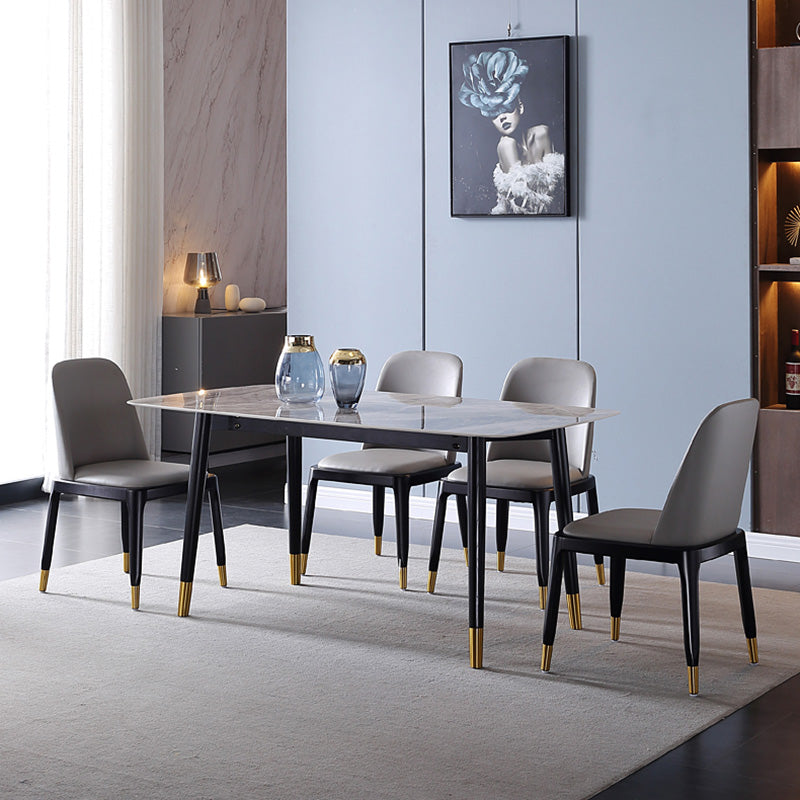 Rectangle Grey Tone Dining Table Sintered Stone Table Luxury with 4 Legs Clearhalo ' dining_table' 'Dining Tables & Seating' 'Dining Tables' 'furn' 'furn_dining_table' 'Furniture' 'furniture_dining_table' 'Kitchen & Dining Furniture' 'kitchen&dining_furn' 'kitchen' 'kitchen_dining_table' 4247287