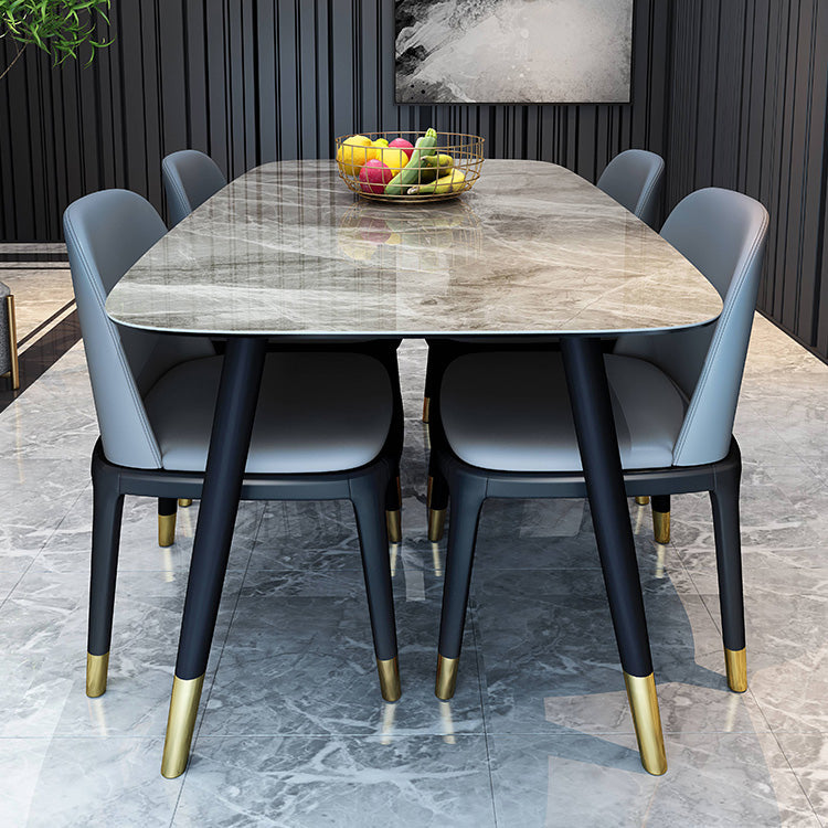 Rectangle Grey Tone Dining Table Sintered Stone Table Luxury with 4 Legs Clearhalo ' dining_table' 'Dining Tables & Seating' 'Dining Tables' 'furn' 'furn_dining_table' 'Furniture' 'furniture_dining_table' 'Kitchen & Dining Furniture' 'kitchen&dining_furn' 'kitchen' 'kitchen_dining_table' 4247290