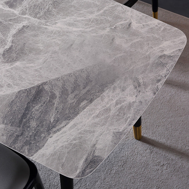 Rectangle Grey Tone Dining Table Sintered Stone Table Luxury with 4 Legs Clearhalo ' dining_table' 'Dining Tables & Seating' 'Dining Tables' 'furn' 'furn_dining_table' 'Furniture' 'furniture_dining_table' 'Kitchen & Dining Furniture' 'kitchen&dining_furn' 'kitchen' 'kitchen_dining_table' 4247293