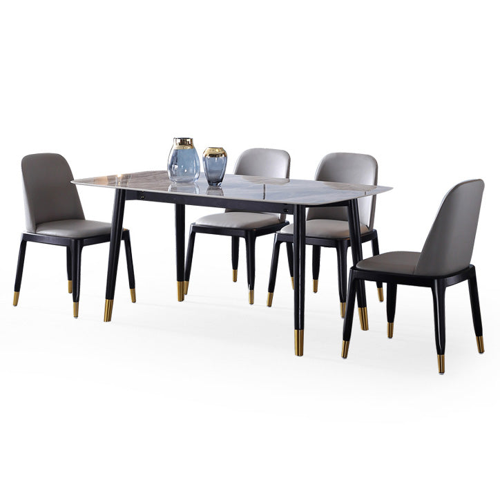 Rectangle Grey Tone Dining Table Sintered Stone Table Luxury with 4 Legs Clearhalo ' dining_table' 'Dining Tables & Seating' 'Dining Tables' 'furn' 'furn_dining_table' 'Furniture' 'furniture_dining_table' 'Kitchen & Dining Furniture' 'kitchen&dining_furn' 'kitchen' 'kitchen_dining_table' 4247295