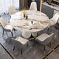 Glam Sintered Stone Extendable Table Round Shape Kitchen Dining Table with Pedestal Base Pandora Gold Without Chairs Clearhalo ' dining_table' 'Dining Tables & Seating' 'Dining Tables' 'furn' 'furn_dining_table' 'Furniture' 'furniture_dining_table' 'Kitchen & Dining Furniture' 'kitchen&dining_furn' 'kitchen' 'kitchen_dining_table' 4247302