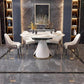 Glam Sintered Stone Extendable Table Round Shape Kitchen Dining Table with Pedestal Base Clearhalo ' dining_table' 'Dining Tables & Seating' 'Dining Tables' 'furn' 'furn_dining_table' 'Furniture' 'furniture_dining_table' 'Kitchen & Dining Furniture' 'kitchen&dining_furn' 'kitchen' 'kitchen_dining_table' 4247303