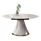 Glam Sintered Stone Extendable Table Round Shape Kitchen Dining Table with Pedestal Base White Without Chairs Clearhalo ' dining_table' 'Dining Tables & Seating' 'Dining Tables' 'furn' 'furn_dining_table' 'Furniture' 'furniture_dining_table' 'Kitchen & Dining Furniture' 'kitchen&dining_furn' 'kitchen' 'kitchen_dining_table' 4247304