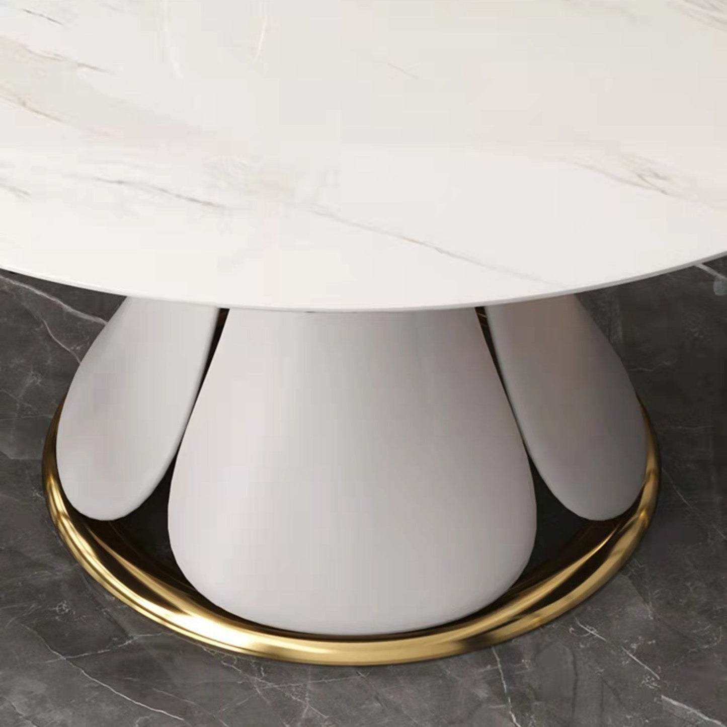 Glam Sintered Stone Extendable Table Round Shape Kitchen Dining Table with Pedestal Base Clearhalo ' dining_table' 'Dining Tables & Seating' 'Dining Tables' 'furn' 'furn_dining_table' 'Furniture' 'furniture_dining_table' 'Kitchen & Dining Furniture' 'kitchen&dining_furn' 'kitchen' 'kitchen_dining_table' 4247306