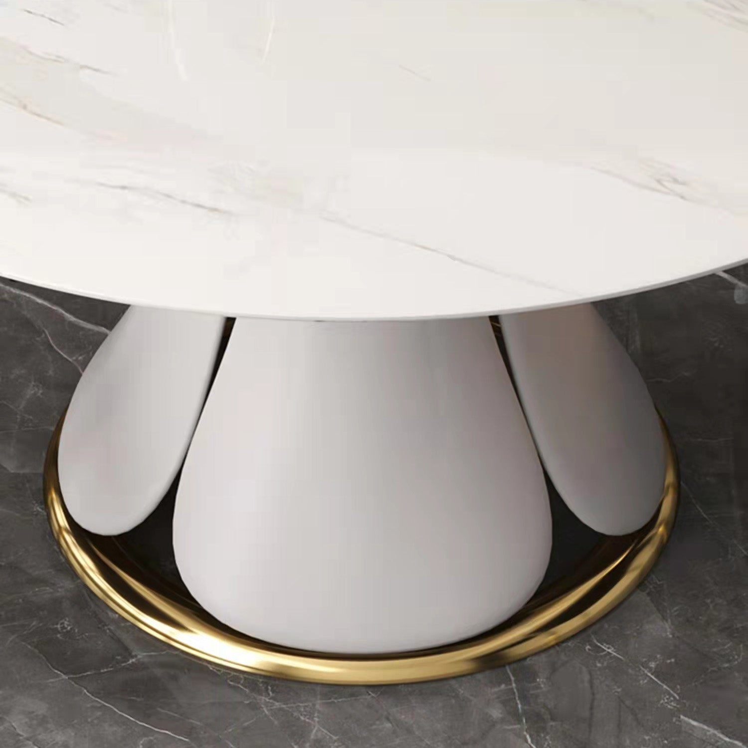 Glam Sintered Stone Extendable Table Round Shape Kitchen Dining Table with Pedestal Base Clearhalo ' dining_table' 'Dining Tables & Seating' 'Dining Tables' 'furn' 'furn_dining_table' 'Furniture' 'furniture_dining_table' 'Kitchen & Dining Furniture' 'kitchen&dining_furn' 'kitchen' 'kitchen_dining_table' 4247306
