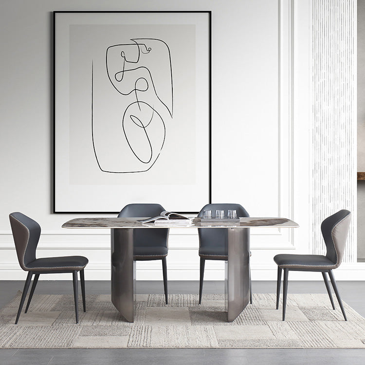 Metal Traditional Luxury Table Rectangular Sintered Stone Table Clearhalo ' dining_table' 'Dining Tables & Seating' 'Dining Tables' 'furn' 'furn_dining_table' 'Furniture' 'furniture_dining_table' 'Kitchen & Dining Furniture' 'kitchen&dining_furn' 'kitchen' 'kitchen_dining_table' 4247314