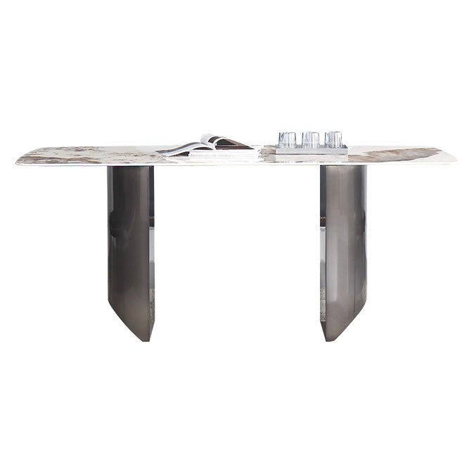 Metal Traditional Luxury Table Rectangular Sintered Stone Table Without Chairs Clearhalo ' dining_table' 'Dining Tables & Seating' 'Dining Tables' 'furn' 'furn_dining_table' 'Furniture' 'furniture_dining_table' 'Kitchen & Dining Furniture' 'kitchen&dining_furn' 'kitchen' 'kitchen_dining_table' 4247317