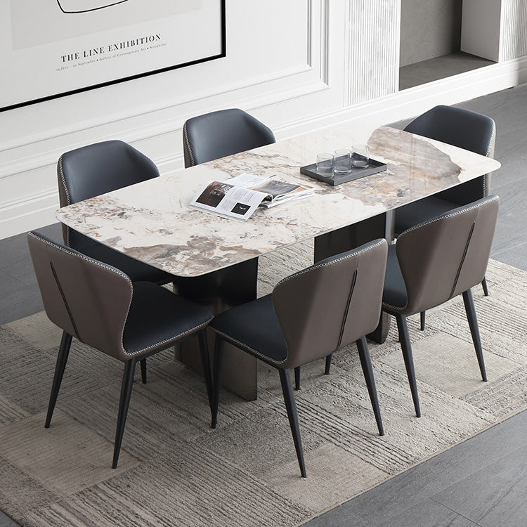 Metal Traditional Luxury Table Rectangular Sintered Stone Table Clearhalo ' dining_table' 'Dining Tables & Seating' 'Dining Tables' 'furn' 'furn_dining_table' 'Furniture' 'furniture_dining_table' 'Kitchen & Dining Furniture' 'kitchen&dining_furn' 'kitchen' 'kitchen_dining_table' 4247323