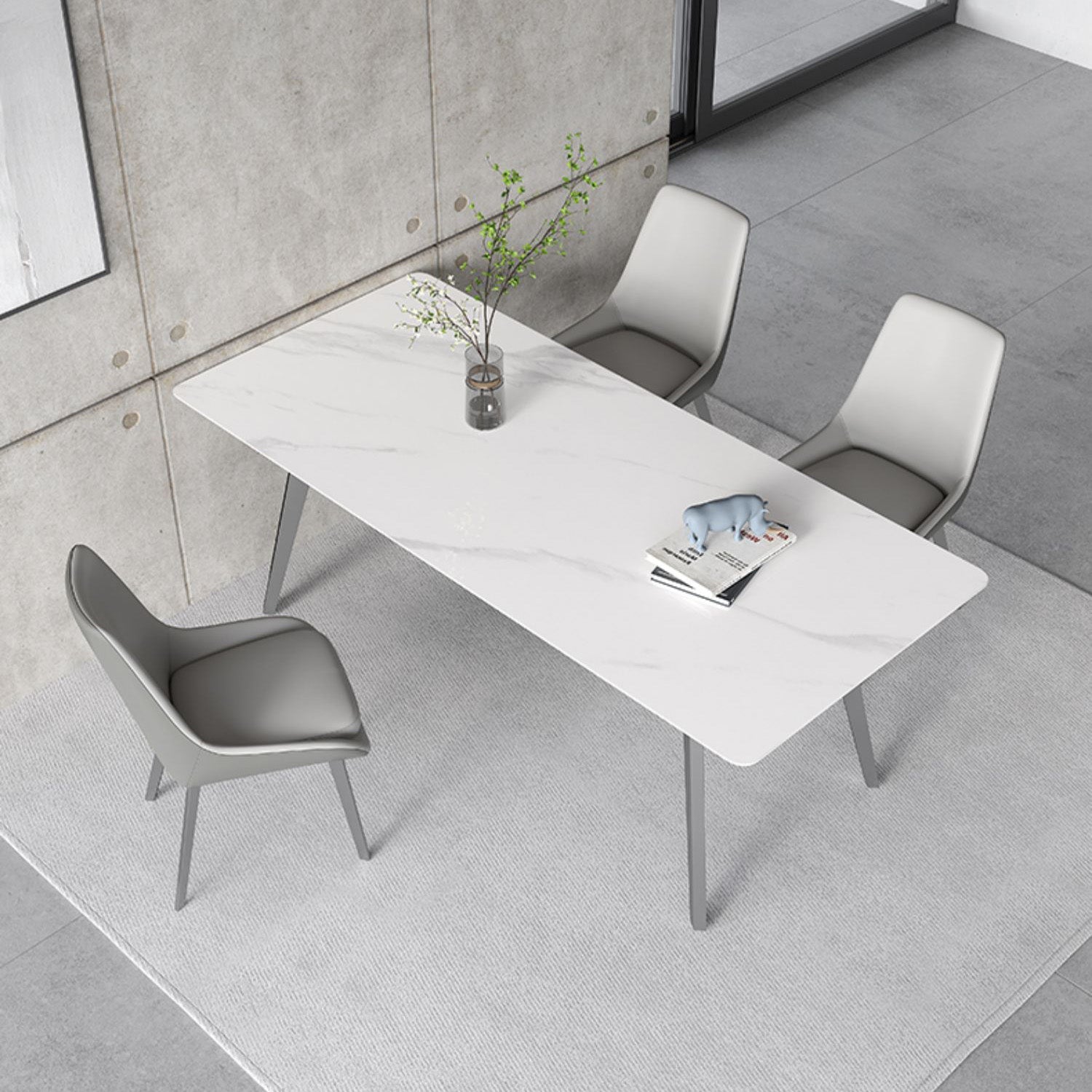Luxury Sintered Stone Top Table Rectangle Table with 4 Legs for Restaurant Clearhalo ' dining_table' 'Dining Tables & Seating' 'Dining Tables' 'Furniture' 'furniture_dining_table' 'Kitchen & Dining Furniture' 'kitchen&dining_furn' 'kitchen' 'kitchen_dining_table' 4247352