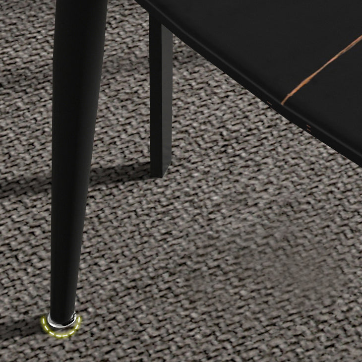 Rectangle Industrial Dining Room Table Sintered Stone Table with 4 Black Metal Legs Clearhalo ' dining_table' 'Dining Tables & Seating' 'Dining Tables' 'furn' 'furn_dining_table' 'Furniture' 'furniture_dining_table' 'Kitchen & Dining Furniture' 'kitchen&dining_furn' 'kitchen' 'kitchen_dining_table' 4247365