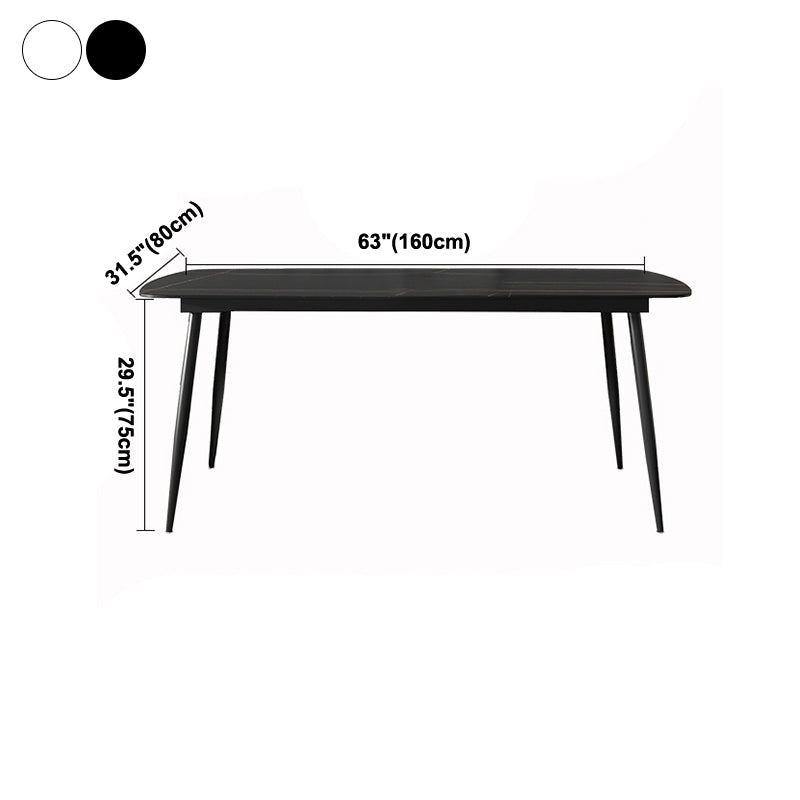 Rectangle Industrial Dining Room Table Sintered Stone Table with 4 Black Metal Legs Clearhalo ' dining_table' 'Dining Tables & Seating' 'Dining Tables' 'furn' 'furn_dining_table' 'Furniture' 'furniture_dining_table' 'Kitchen & Dining Furniture' 'kitchen&dining_furn' 'kitchen' 'kitchen_dining_table' 4247373