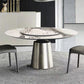 Traditional Luxury Round Dining Table Sintered Stone Table with Metal Pedestal Base Silver Lazy Susan Clearhalo ' dining_table' 'Dining Tables & Seating' 'Dining Tables' 'furn' 'furn_dining_table' 'Furniture' 'furniture_dining_table' 'Kitchen & Dining Furniture' 'kitchen&dining_furn' 'kitchen' 'kitchen_dining_table' 4247374