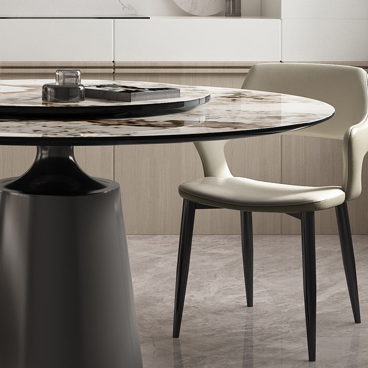 Traditional Luxury Round Dining Table Sintered Stone Table with Metal Pedestal Base Clearhalo ' dining_table' 'Dining Tables & Seating' 'Dining Tables' 'furn' 'furn_dining_table' 'Furniture' 'furniture_dining_table' 'Kitchen & Dining Furniture' 'kitchen&dining_furn' 'kitchen' 'kitchen_dining_table' 4247380